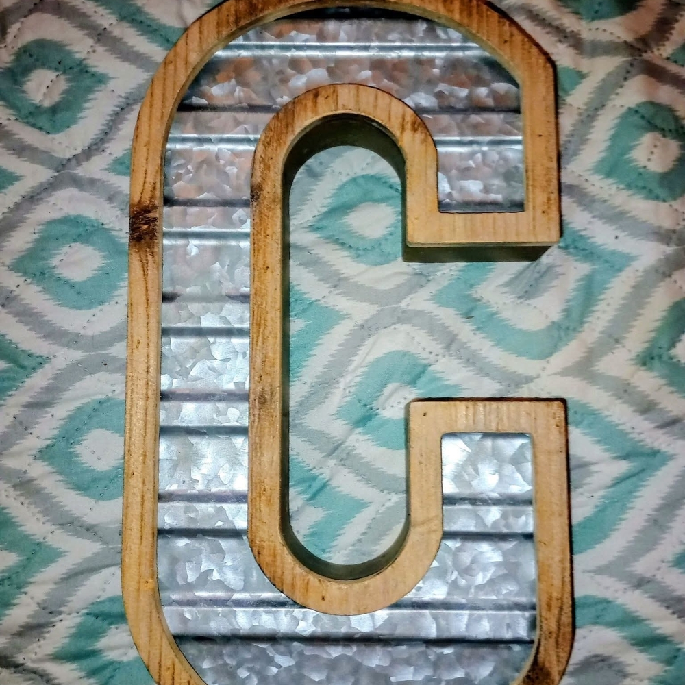Hobby Lobby Wooden and Silver Metal Letter C Decor